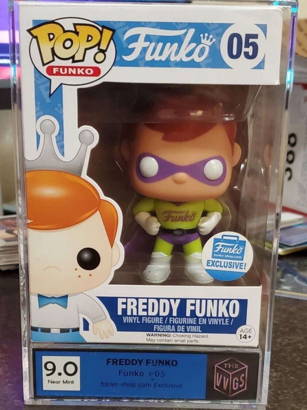 Freddy Funko #05 Superhero Funko Pop Shop Exclusive Vinyl Figure Graded Grade 9